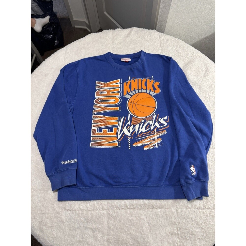 Mitchell & Ness New York KNICKS Winning Team Crewneck Sweatshirt XL BLUE